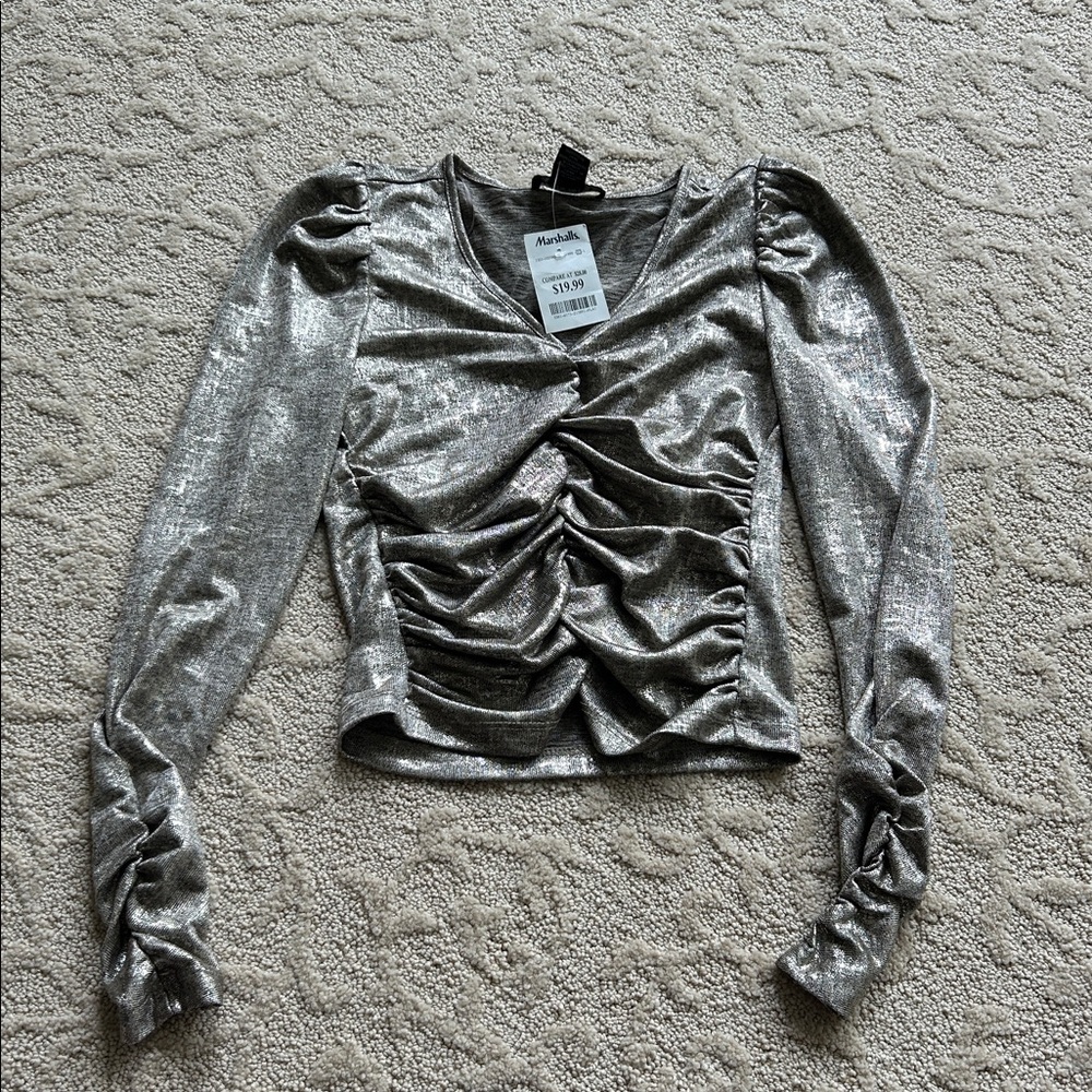 Rachel Zoe Metallic Textured Top